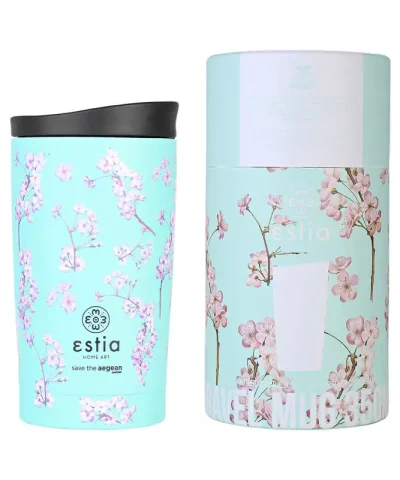 Ανοξείδωτο Ποτήρι Θερμός Travel Mug Blossom Green 350ml Estia