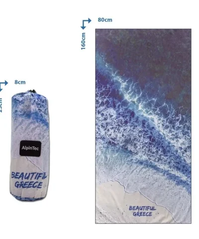 Πετσέτα Θαλάσσης DryFast Blue Flower (80Χ160) AlpinTec