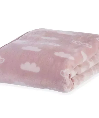 Βρεφική Κουβέρτα Βελουτέ Clouds Pink Nef Nef