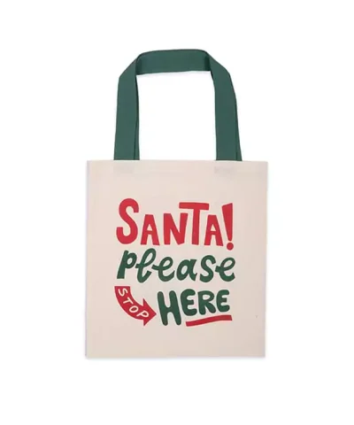 Χριστουγεννιάτικη Τσάντα Βαμβακερή Santa Please (40X45) Nef Nef